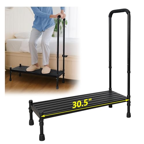 Bed Steps for High Beds Adults Medical Bedside Step Stool with Handle for Elderly Heavy Duty Metal Step Stool Handicap to Get in Bed Wide Foot Stool Safety Stepping Stool for Truck SUV Car by KAAMOS - Used condition - CA$79.06