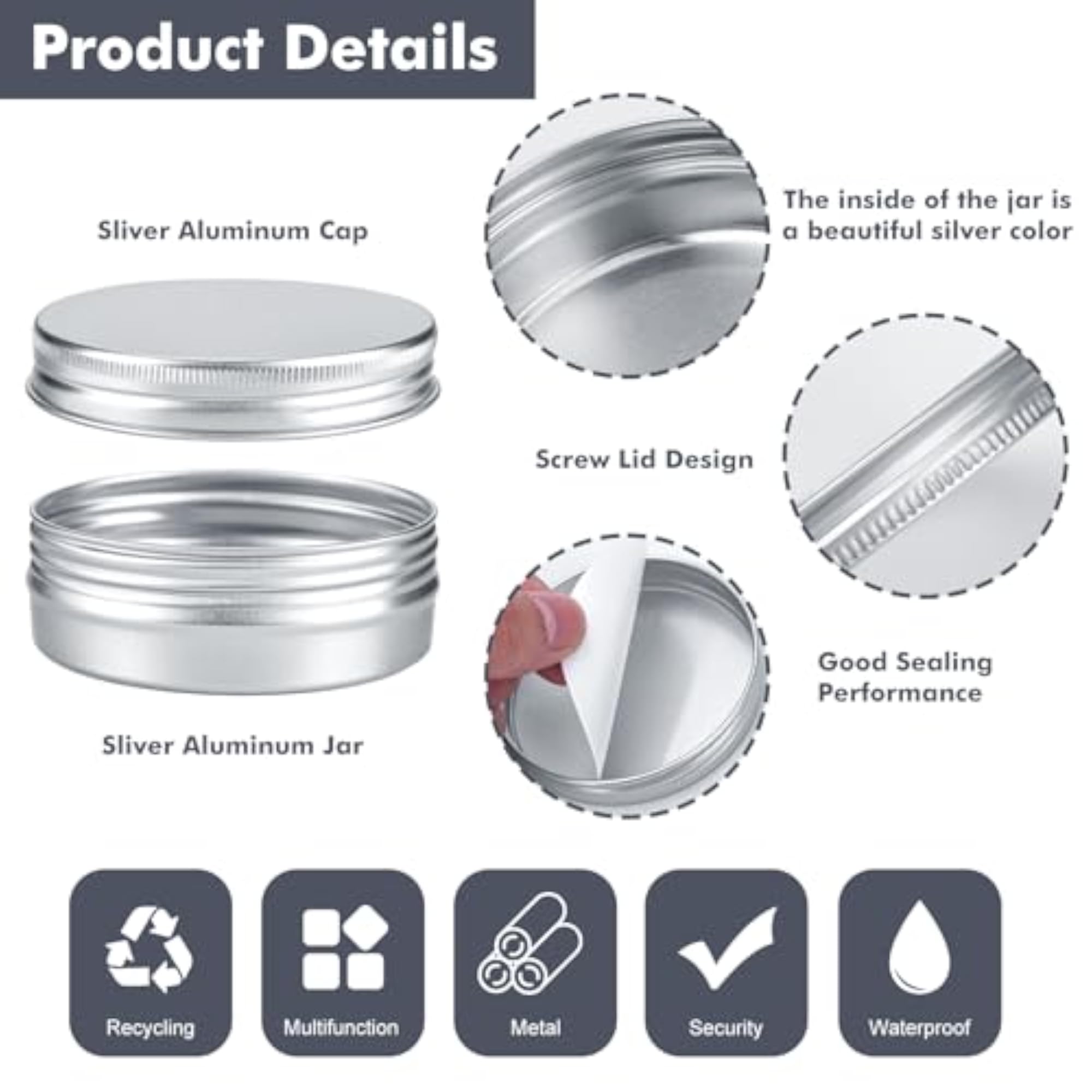 8 Pack Small Metal Refillable Containers for Salve & Cream
