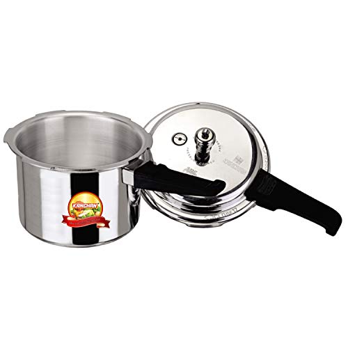 Image of Kanchan Classic Aluminium Pressure Cooker with Outer Lid - 5 Litres | Sturdy & Lightweight with Safety Valve | Safe & Energy-Efficient | Suitable For Gas Stove | ISI Certified | 5-Year Warranty