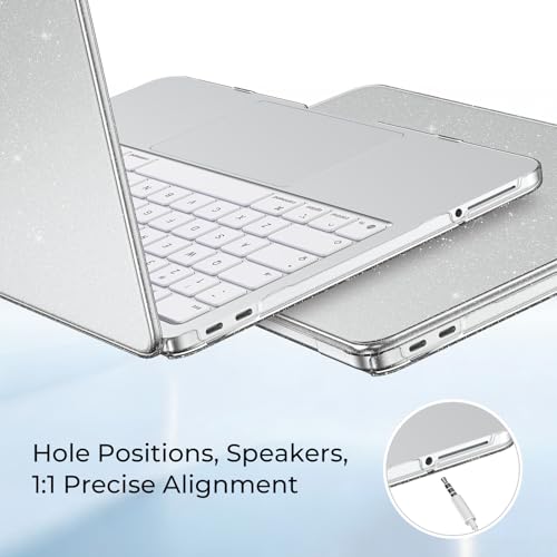 Image of EooCoo Compatible with Apple 2026 MacBook Neo Case 13 inch Mac Laptop A3404 with A18 Pro Chip, Transparent Hard Shell & Keyboard Skin Cover & Laptop Screen Protector - Glitter Crystal Clear