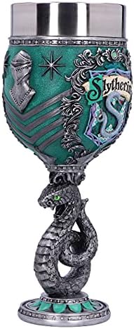 Nemesis Now Harry Potter Slytherin Hogwarts House Collectaible Goblet, Resin, Green Silver, 19.5cm