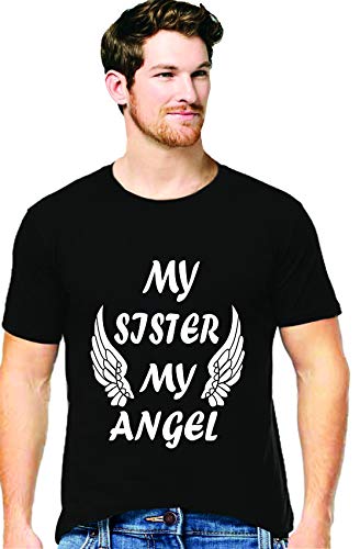Image of Hangout Hub Mens- Cotton Printed Regular Fit T-Shirts (Pack of 1) My Sister My Angel Matching Tees for Brothers Family and Friends