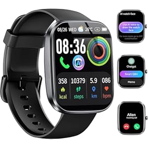 AI Smart Watch with ChatGPT, 1.91″ Bluetooth Calling Smartwatch for Men Women, 110+ Fitness Modes Activity Tracker, Sleep/Heart Rate/Calorie Monitor, IP68 Waterproof Step Counter for Android iOS