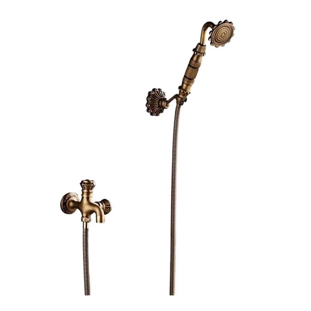 Antique Brass Rainfall Shower Set Faucet + Tub Mixer Tap + Handheld Shower Wall Mounted XT342