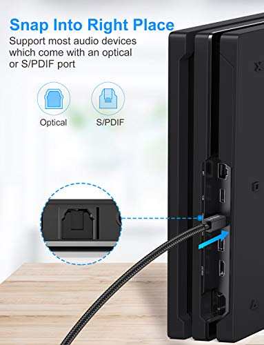 Optical Audio Cable 10 Feet Link Dream Digital Audio Optical Cable 24 Gold-Plated Fiber Optic Cable Nylon Braided S/PDIF Optical Toslink Cable for Sound Bar, TV, Xbox, PS4, CD/DVD Blu-Ray Players