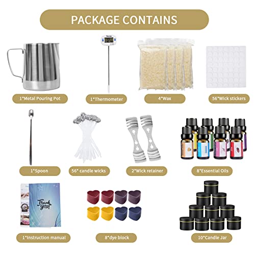 Candle Making Kit For Adults-Best Candle Making Kit Supplies For Beginners-Complete Candle Making Set-Diy Candle Making Kits For Adults, Including Soy Wax, Wicks, 8 Fragrance, Melting Pot, Candle Tins #TOP1