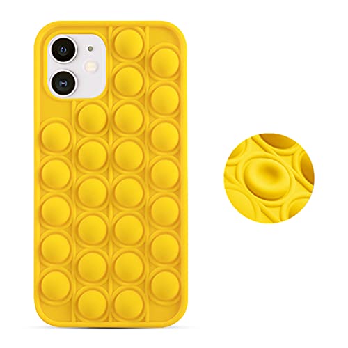 Fidget Toys Coque pour iPhone 11, Jouet Sensoriel Fidget Jouets Anti-Stress, Push Pop Bubble Coque de Téléphone Silicone Souple Antichoc, Push Bubble Protecive Phone Case (Jaune) Cover