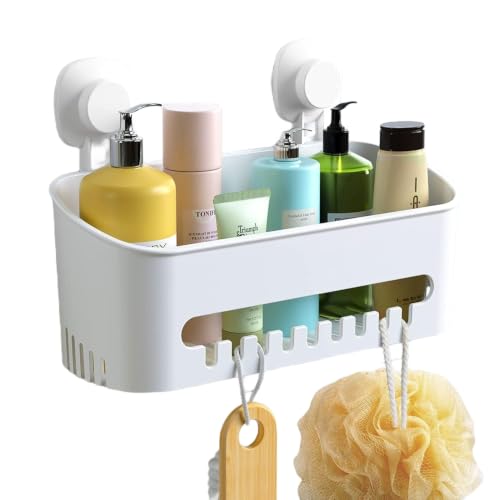 LUXEAR Suction Cup Shower Caddy, No Drilling Shower Caddy, White