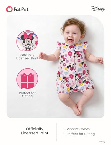 Disney Baby Minnie Mouse Packs Soft Breathable Stretch Bodysuit with Ruffle Sleeves Romper for Newborn Red,3-6 Months - image 2