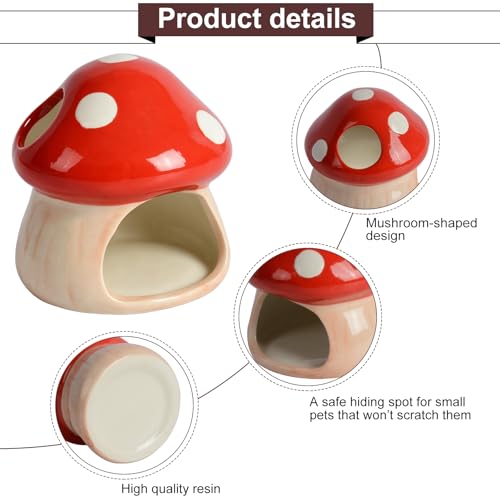 Image of Cute Aquarium Mushroom House Betta Fish Tank Accessory Decor Mini Ceramic Fish Hideout Shrimp Cave Ornament (Red)
