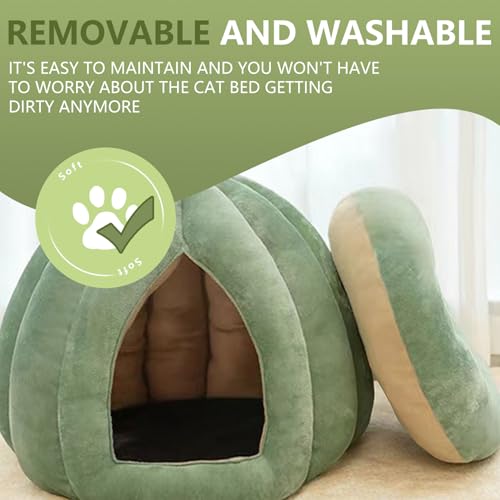 Lit grotte pour chat chaud et doux avec cachette lavable - 7