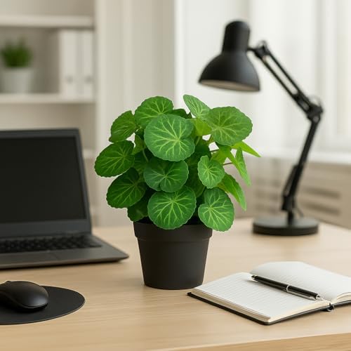 Planta Artificial Verde com Vaso Preto 18cm Decoração Realista pa...