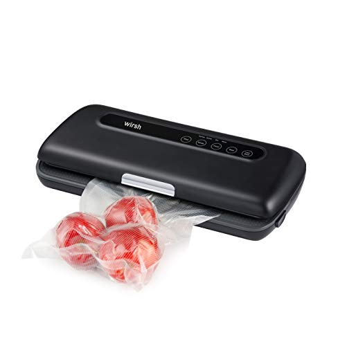 Wirsh Vacuum Sealer, Automatic Vacuum Sealing Machine For Food Preservation w/Starter Kit, Dry & Moist Food Modes, LED Indicator Lights, Slick Design, One Touch Operation