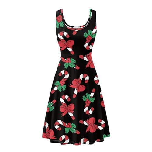 Image of TOADDITDO Women's Sleeveless O Neck Beach A-Line Party Coctail Tank Dresses Flared Sundress