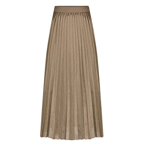 Women Satin Pleated Midi Skirts Elastic High Waisted Plus Size Boho Skirt Elegant Stretch A Line Long Dress4