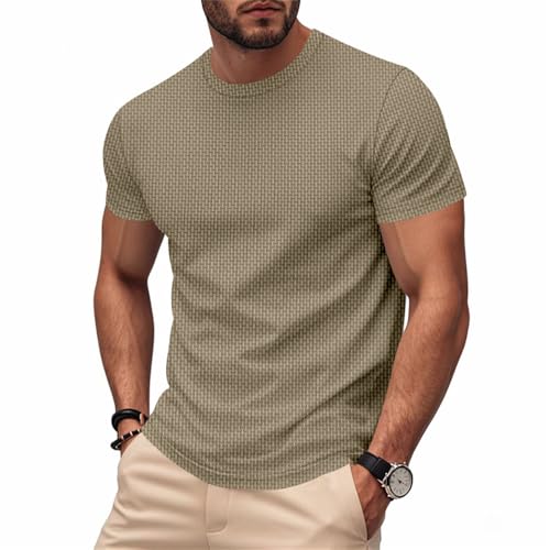 Men Short Sleeve Youth Classic Leisure T-Shirt Lightweight Comfortable Breathable Sportshirt Regular Fit Fashion Tops A-Apricot L