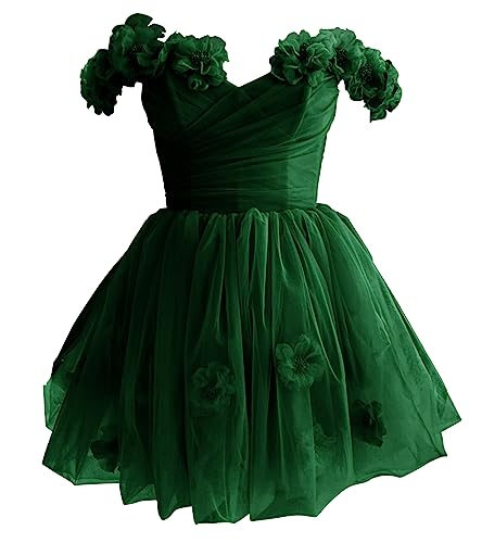 Off The Shoulder Tulle Short Homecoming Dresses for Teens Flowers A Line Cocktail Party Gowns