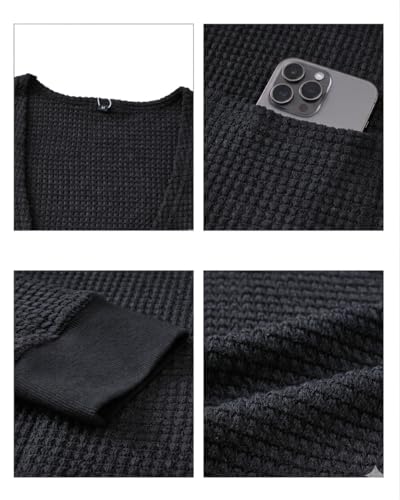 GLEENOD Strickjacke Damen Langarm Casual Lang Elegant Strickmantel Cardigan Open Front Strickpullover mit Taschen