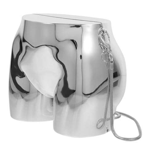Silver Purse for Women - Funny Novelty Butt-Shaped Evening Cluth Handbag, Trendy Acrylic Shoulder Bag, Unique Crossbody Bag 4.7 x 4.3 x2.7 inch