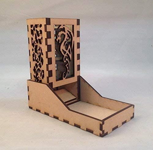 Dragon Mini Dice Tower v4 Glass Green Acrylic Window Laser Cut MDF Unique Gift