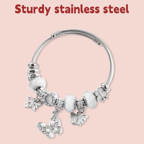 Charm Bracelets for Girls,Exquisite Cute Cartoon Friendship Silver Bracelets Stainless Steel Bangle, Girls Jewelry Suitable for Holiday Gifts and Birthday Gifts3