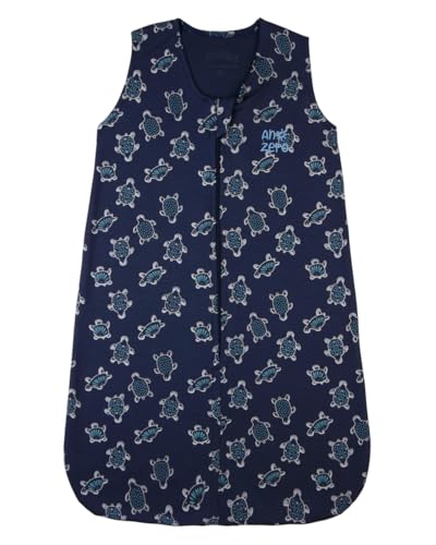 Saco de Dormir Bebê Pijama Menino Suedine Estampado Tartarugas 100% Algodão (Marinho, P)
