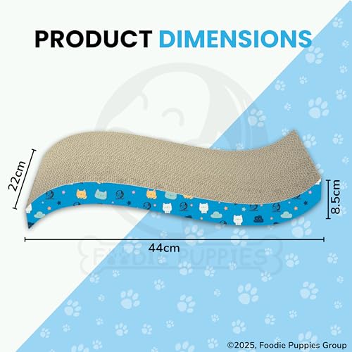 Image of Foodie Puppies Reversible Cat Scratcher Pad with Catnip for Cats & Kittens - (Wave Scratcher, 44 x 22 x 8.5 cm) Durable Corrugated Cardboard Scratch Board, Furniture Protection, Play, Rest & Claw Care