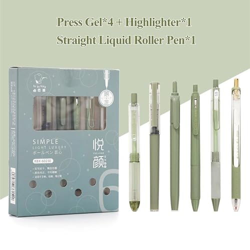 Image of 6 n 1 Cute Pastel Pen Set Aesthetic Stationery Items Kawaii Korean Fancy Pens for Girls Blue Ink Gift Set Aesthetic Office Supplies