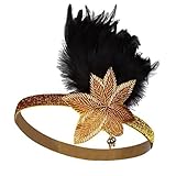 TLMDXTEU Diadema de plumas para el pelo, para banquete, fiesta, fiesta de noche, baile de graduación (dorado)