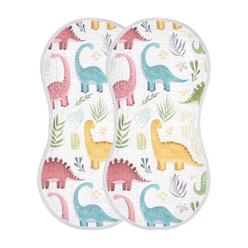xigua Cartoon Dinosaurs Muslin Baby Burp Cloths Set of 1, Super Soft & Absorbent Burping Rags, Cotton Burp Clothes Shower Gift for Newborn, Baby Girls and Boys2