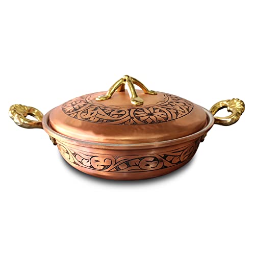 Juego de 4 ollas y sartenes de cobre martillado de cobre, juego de ollas y sartenes de cobre, juego de sartenes de cobre, juego de sartenes de cobre rojo, mangos de latón (juego de cuatro) Cover