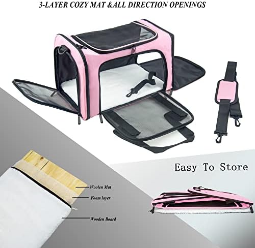 Soft Sided Carrier for Small Medium Cats Dogs,TSA — close-up of materials and construction quality