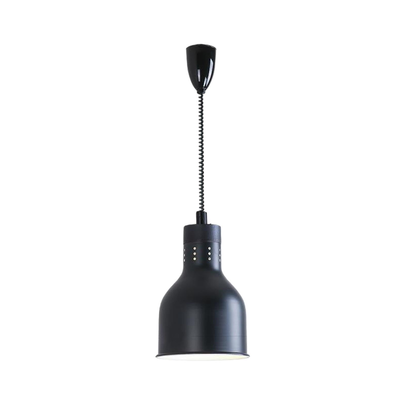 Lampe chauffe-plats suspendue noire pour éviter les plats froids au buffet
