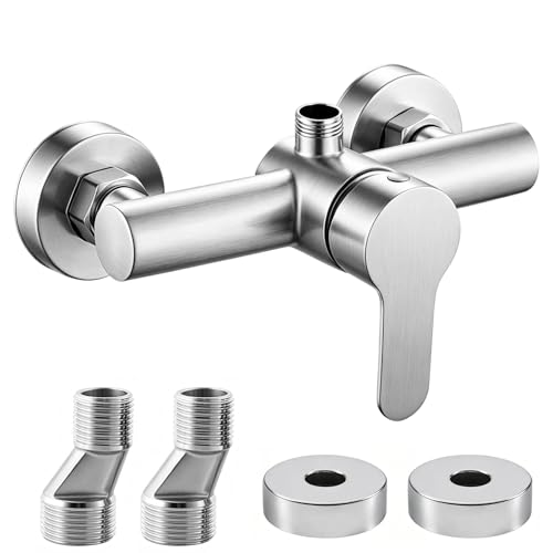 Mélangeur mural pour douche et baignoire, mitigeur thermostatique en acier inoxydable 304, robinet de douche à 1 levier avec sortie d'eau orientable vers le...