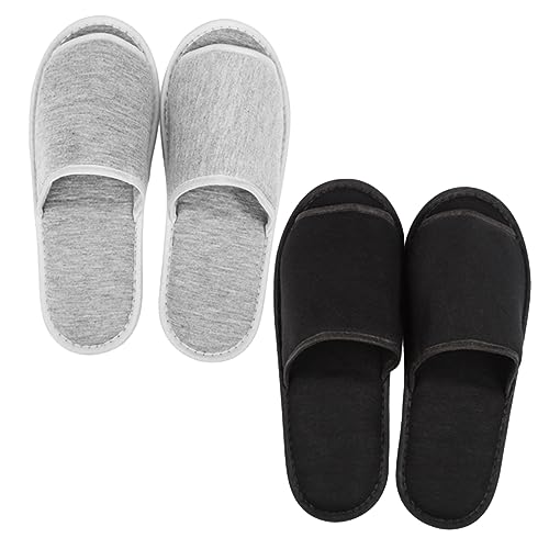 FRCOLOR Travel-friendly Slippers 2 Pairs Ultra-lightweight Foldable Disposables Soft Fabric for Home Hotel Spa Salon