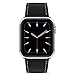 Marge Plus Compatible with Apple Watch Band 42mm 44mm, Genuine Leather Replacement Band Compatible with Apple Watch SE Series 6 5 4 (44mm) Series 3 2 1 (42mm), Black Band/Silver Adapter