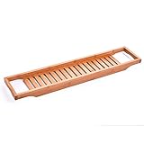 XBSXP Badewanne Caddy Tablett Bambus Spa Badewanne Caddy Organizer Seifenbuch Weintafel...