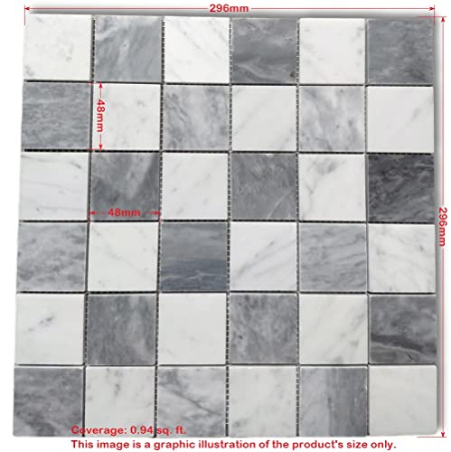 Stone Center Online Nero Marquina Black Marble 2X2 Square Mosaic Tile Honed Kitchen Bath Wall Floor Backsplash Shower (1 Sheet) #TOP4