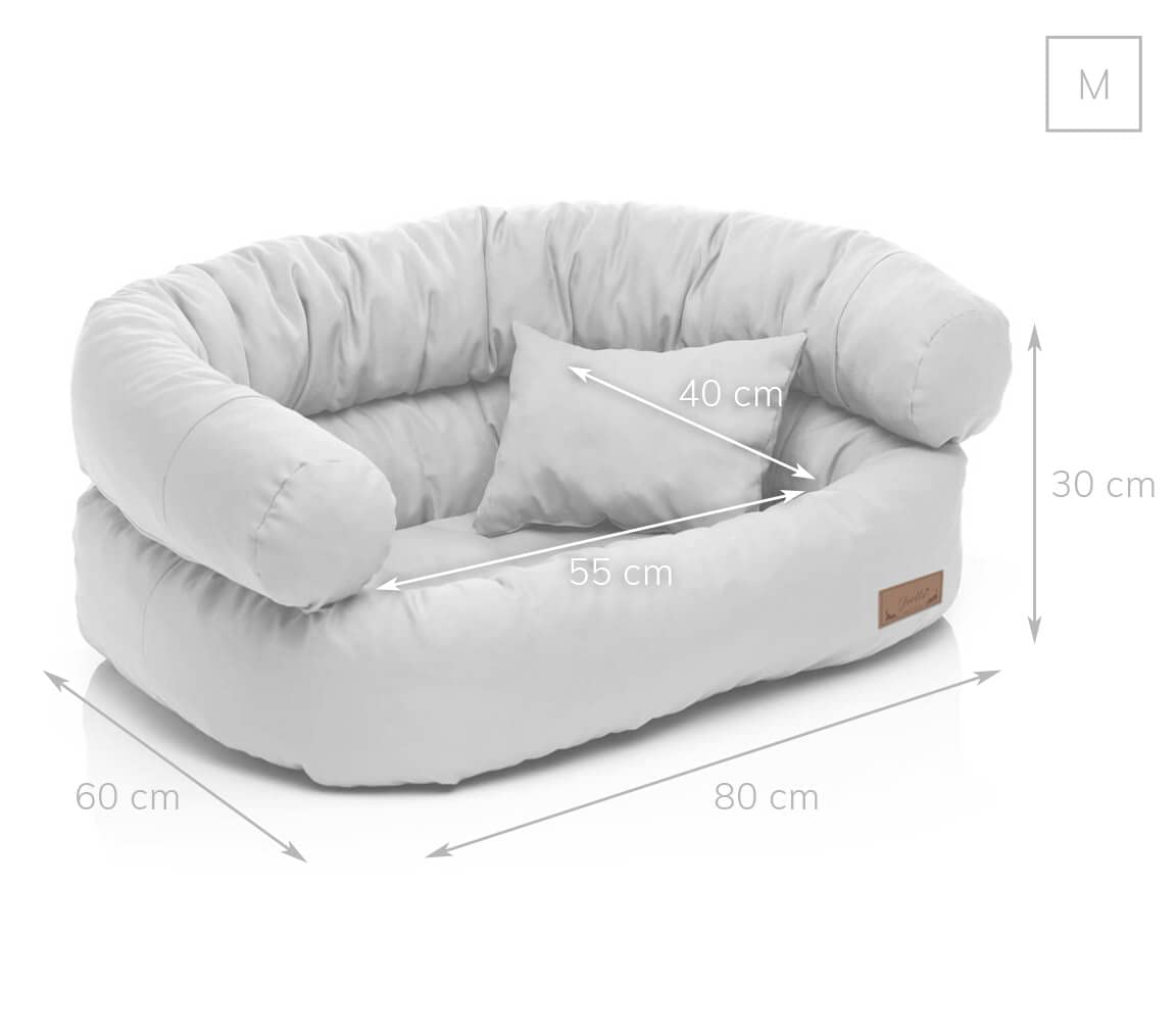 Juelle Cama para perros de piel sintética, almohada para perros medianos funda extraíble, sofá mullido para perros, cama silla para perros Fergus XXL (80 x 65 cm, crudo)