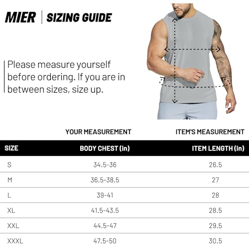 Mier 20500179-3083 Men'S Lightweight Upf 50+ Sleeveless Workout Tank Tops Dry Fit Running Camping Shirts Sunproof Cool Dry Gym Fitness Muscle Tee Light Grey M thumb #5