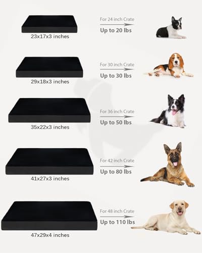 Image of KSIIA Orthopedic Dog Bed for Medium Dogs with Waterproof Lining,Black,29x18 | Deluxe Soft Plush Dog Crate Bed, Washable Pet Mat with Removable Cover & Egg Crate Foam for Medium Dogs Sleeping & Relaxing