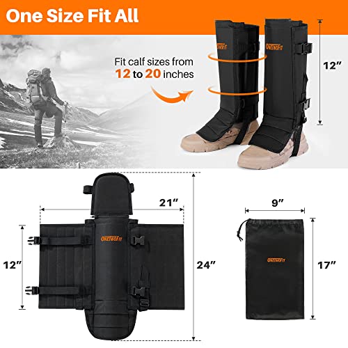 Onetwofit Snake Gaiters, Adjustable Snake Chaps For Men Women Hiking Hunting With Removable Knee Guards, Carry Bag, Foot Strap, Lightweight Snake Bite Protection For Lower Legs #TOP1