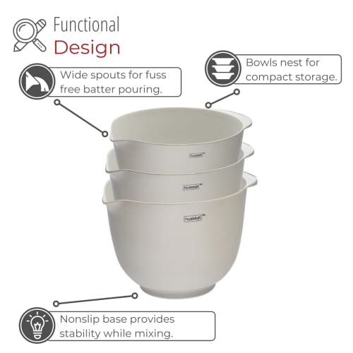 Husmait Durable Nesting Melamine Plastic Mixing Bowls - Set Of 3 Dishwasher Safe Kitchen Bowls For Cooking, Mixing Or Baking Bread, Eggs, Food, Or Cookies - Great For Snacks Or Kitchen Prep - 3 Pc #TOP4