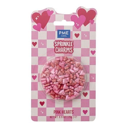 PME Cake Pink Hearts Sprinkle Charms (25g / 0.9oz)