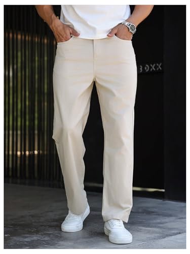 OYOANGLE Men's Straight Leg Pants Casual Flat Front Dress Pants Work Business Casual Slack Trousers3