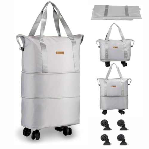 VOG & SAC 2 Layer Nylon Duffle Trolley Bag with 4 Wheels/Extendab...