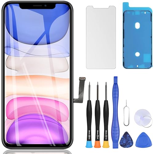 ZOETEC Screen Replacement For iPhone 11, 6.1" LCD Full HD Retina Display COF Touch Screen Digitizer Frame Assembly with Repair Tool Kits, Waterproof Adhesive, Tempered Glass
