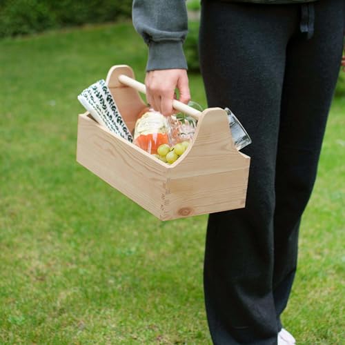 Foto von LAUBLUST Werkzeugkiste aus Holz - Werkzeugkasten mit Griff - Natur, 34 x 18 x 20 cm | Werkzeugkoffer leer - Männerhandtasche | Präsentkorb zum Befüllen - FSC®