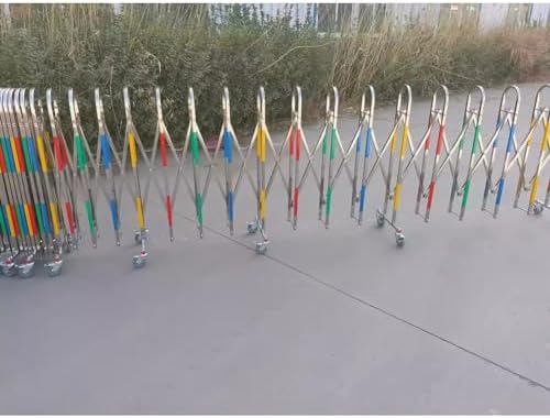 Generisch Uzatılabilir ve geri çekilebilir güvenlik bariyeri – garaj ve dış mekan için katlanabilir giriş kapısı – sağlam paslanmaz çelik, çok renkli, 1,1 x 2 m katlanır çit - Görsel 1