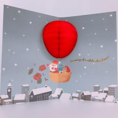 Handmade Honeycomb Pop Up Christmas Greeting Card (Pack of 1, AIR BALLOON SANTA)